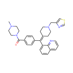 CN1CCN(C(=O)c2ccc(C(=C3CCN(Cc4cscn4)CC3)c3cccc4cccnc34)cc2)CC1 ZINC000073199167