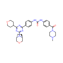 CN1CCN(C(=O)c2ccc(NC(=O)Nc3ccc(-c4nc(C5CCOCC5)nc(N5[C@H]6CC[C@H]5COC6)n4)cc3)cc2)CC1 ZINC000101335993