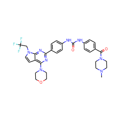 CN1CCN(C(=O)c2ccc(NC(=O)Nc3ccc(-c4nc(N5CCOCC5)c5ccn(CC(F)(F)F)c5n4)cc3)cc2)CC1 ZINC000049781258