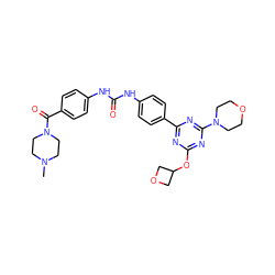 CN1CCN(C(=O)c2ccc(NC(=O)Nc3ccc(-c4nc(OC5COC5)nc(N5CCOCC5)n4)cc3)cc2)CC1 ZINC000072177819