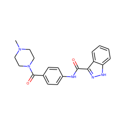 CN1CCN(C(=O)c2ccc(NC(=O)c3n[nH]c4ccccc34)cc2)CC1 ZINC000067473702