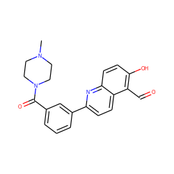 CN1CCN(C(=O)c2cccc(-c3ccc4c(C=O)c(O)ccc4n3)c2)CC1 ZINC000219851026