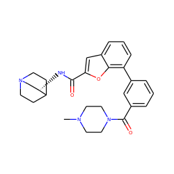 CN1CCN(C(=O)c2cccc(-c3cccc4cc(C(=O)N[C@H]5CN6CCC5CC6)oc34)c2)CC1 ZINC000118272558