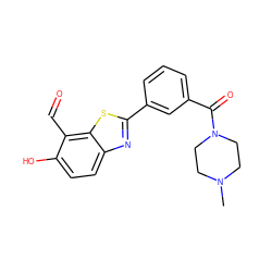 CN1CCN(C(=O)c2cccc(-c3nc4ccc(O)c(C=O)c4s3)c2)CC1 ZINC000221064378