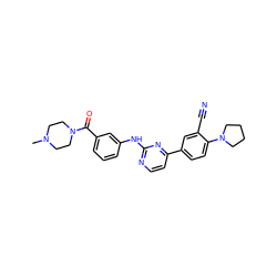 CN1CCN(C(=O)c2cccc(Nc3nccc(-c4ccc(N5CCCC5)c(C#N)c4)n3)c2)CC1 ZINC000143343903