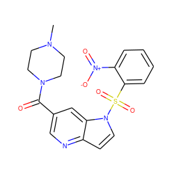 CN1CCN(C(=O)c2cnc3ccn(S(=O)(=O)c4ccccc4[N+](=O)[O-])c3c2)CC1 ZINC000043012120