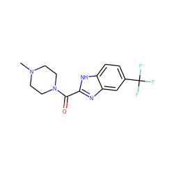 CN1CCN(C(=O)c2nc3cc(C(F)(F)F)ccc3[nH]2)CC1 ZINC000013678215