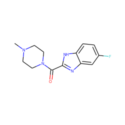 CN1CCN(C(=O)c2nc3cc(F)ccc3[nH]2)CC1 ZINC000013678211