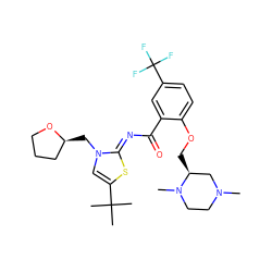 CN1CCN(C)[C@@H](COc2ccc(C(F)(F)F)cc2C(=O)/N=c2\sc(C(C)(C)C)cn2C[C@H]2CCCO2)C1 ZINC000169685383