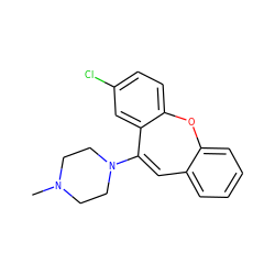 CN1CCN(C2=Cc3ccccc3Oc3ccc(Cl)cc32)CC1 ZINC000022309494