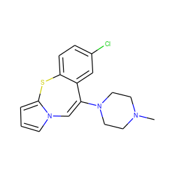 CN1CCN(C2=Cn3cccc3Sc3ccc(Cl)cc32)CC1 ZINC000013532216