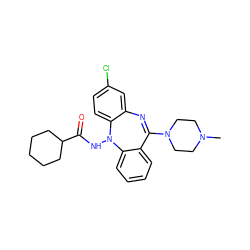 CN1CCN(C2=Nc3cc(Cl)ccc3N(NC(=O)C3CCCCC3)c3ccccc32)CC1 ZINC000038147733