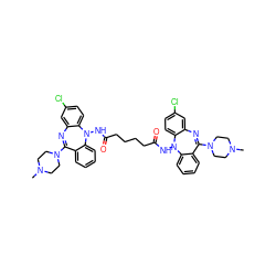 CN1CCN(C2=Nc3cc(Cl)ccc3N(NC(=O)CCCCC(=O)NN3c4ccc(Cl)cc4N=C(N4CCN(C)CC4)c4ccccc43)c3ccccc32)CC1 ZINC000095550837