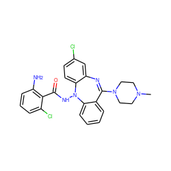 CN1CCN(C2=Nc3cc(Cl)ccc3N(NC(=O)c3c(N)cccc3Cl)c3ccccc32)CC1 ZINC000034801075