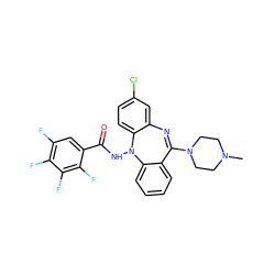 CN1CCN(C2=Nc3cc(Cl)ccc3N(NC(=O)c3cc(F)c(F)c(F)c3F)c3ccccc32)CC1 ZINC000036089430