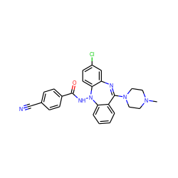 CN1CCN(C2=Nc3cc(Cl)ccc3N(NC(=O)c3ccc(C#N)cc3)c3ccccc32)CC1 ZINC000036188201