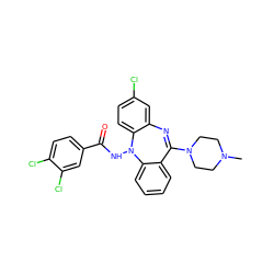 CN1CCN(C2=Nc3cc(Cl)ccc3N(NC(=O)c3ccc(Cl)c(Cl)c3)c3ccccc32)CC1 ZINC000036089414