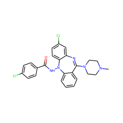 CN1CCN(C2=Nc3cc(Cl)ccc3N(NC(=O)c3ccc(Cl)cc3)c3ccccc32)CC1 ZINC000036089346