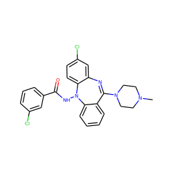 CN1CCN(C2=Nc3cc(Cl)ccc3N(NC(=O)c3cccc(Cl)c3)c3ccccc32)CC1 ZINC000036089355