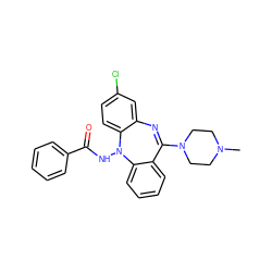 CN1CCN(C2=Nc3cc(Cl)ccc3N(NC(=O)c3ccccc3)c3ccccc32)CC1 ZINC000036089393