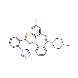 CN1CCN(C2=Nc3cc(Cl)ccc3N(NC(=O)c3ccccc3-n3ccnc3)c3ccccc32)CC1 ZINC000036089448