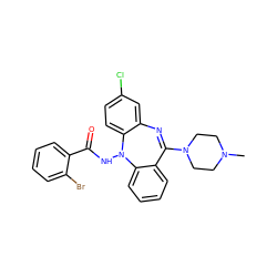 CN1CCN(C2=Nc3cc(Cl)ccc3N(NC(=O)c3ccccc3Br)c3ccccc32)CC1 ZINC000036089440