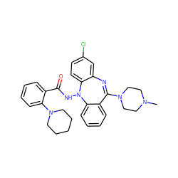 CN1CCN(C2=Nc3cc(Cl)ccc3N(NC(=O)c3ccccc3N3CCCCC3)c3ccccc32)CC1 ZINC000036089404