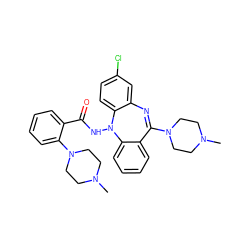 CN1CCN(C2=Nc3cc(Cl)ccc3N(NC(=O)c3ccccc3N3CCN(C)CC3)c3ccccc32)CC1 ZINC000036089378