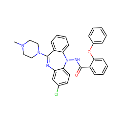 CN1CCN(C2=Nc3cc(Cl)ccc3N(NC(=O)c3ccccc3Oc3ccccc3)c3ccccc32)CC1 ZINC000036089364