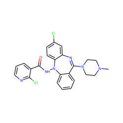 CN1CCN(C2=Nc3cc(Cl)ccc3N(NC(=O)c3cccnc3Cl)c3ccccc32)CC1 ZINC000036089452