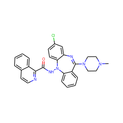 CN1CCN(C2=Nc3cc(Cl)ccc3N(NC(=O)c3nccc4ccccc34)c3ccccc32)CC1 ZINC000036089446