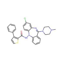 CN1CCN(C2=Nc3cc(Cl)ccc3N(NC(=O)c3sccc3-c3ccccc3)c3ccccc32)CC1 ZINC000036089371