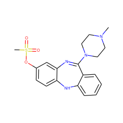 CN1CCN(C2=Nc3cc(OS(C)(=O)=O)ccc3Nc3ccccc32)CC1 ZINC000013798269