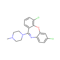 CN1CCN(C2=Nc3ccc(Cl)cc3Oc3c(Cl)cccc32)CC1 ZINC000036473766