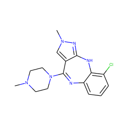 CN1CCN(C2=Nc3cccc(Cl)c3Nc3nn(C)cc32)CC1 ZINC000026576340