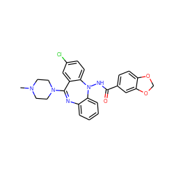 CN1CCN(C2=Nc3ccccc3N(NC(=O)c3ccc4c(c3)OCO4)c3ccc(Cl)cc32)CC1 ZINC000036089406