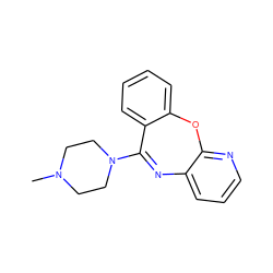 CN1CCN(C2=Nc3cccnc3Oc3ccccc32)CC1 ZINC000013734577