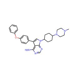 CN1CCN(C2CCC(n3cc(-c4ccc(Oc5ccccc5)cc4)c4c(N)ncnc43)CC2)CC1 ZINC000022795012