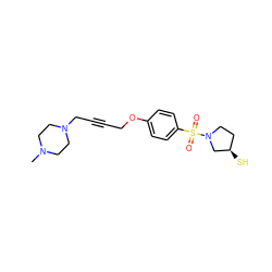 CN1CCN(CC#CCOc2ccc(S(=O)(=O)N3CC[C@@H](S)C3)cc2)CC1 ZINC000028820445