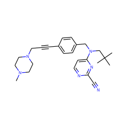 CN1CCN(CC#Cc2ccc(CN(CC(C)(C)C)c3ccnc(C#N)n3)cc2)CC1 ZINC000029052028