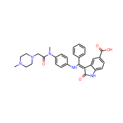 CN1CCN(CC(=O)N(C)c2ccc(N/C(=C3\C(=O)Nc4ccc(C(=O)O)cc43)c3ccccc3)cc2)CC1 ZINC001772619904