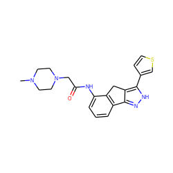 CN1CCN(CC(=O)Nc2cccc3c2Cc2c-3n[nH]c2-c2ccsc2)CC1 ZINC000028896751