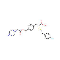 CN1CCN(CC(=O)OCc2ccc(C[C@@H](SCCc3ccc(F)cc3)C(=O)O)cc2)CC1 ZINC000114962990