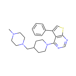 CN1CCN(CC2CCN(c3ncnc4scc(-c5ccccc5)c34)CC2)CC1 ZINC000057151560