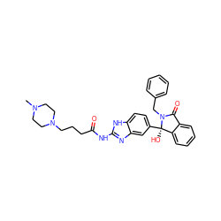 CN1CCN(CCCC(=O)Nc2nc3cc([C@]4(O)c5ccccc5C(=O)N4Cc4ccccc4)ccc3[nH]2)CC1 ZINC000116252442