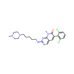 CN1CCN(CCCCCNc2ncc3cc(-c4c(Cl)cccc4Cl)c(=O)n(C)c3n2)CC1 ZINC000021289547