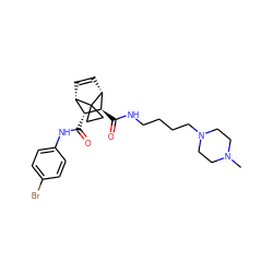 CN1CCN(CCCCNC(=O)[C@H]2[C@H](C(=O)Nc3ccc(Br)cc3)[C@@H]3C=C[C@H]2C32CC2)CC1 ZINC000168453325