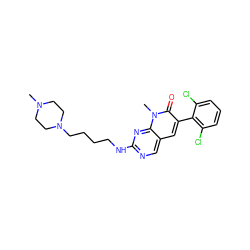 CN1CCN(CCCCNc2ncc3cc(-c4c(Cl)cccc4Cl)c(=O)n(C)c3n2)CC1 ZINC000021289381