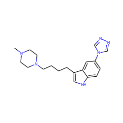 CN1CCN(CCCCc2c[nH]c3ccc(-n4cnnc4)cc23)CC1 ZINC000019367808