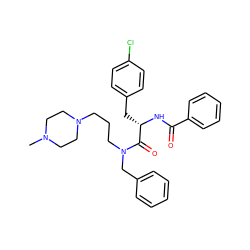 CN1CCN(CCCN(Cc2ccccc2)C(=O)[C@H](Cc2ccc(Cl)cc2)NC(=O)c2ccccc2)CC1 ZINC000071316140